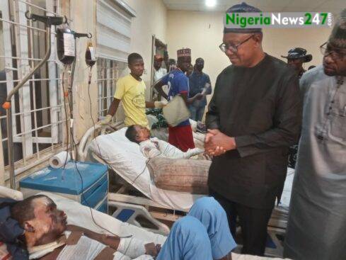 Obi Pays a Visit to Kano Mosque Attack Survivors