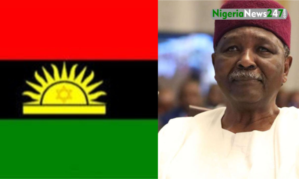 IPOB flag and General Yakubu Gowon
