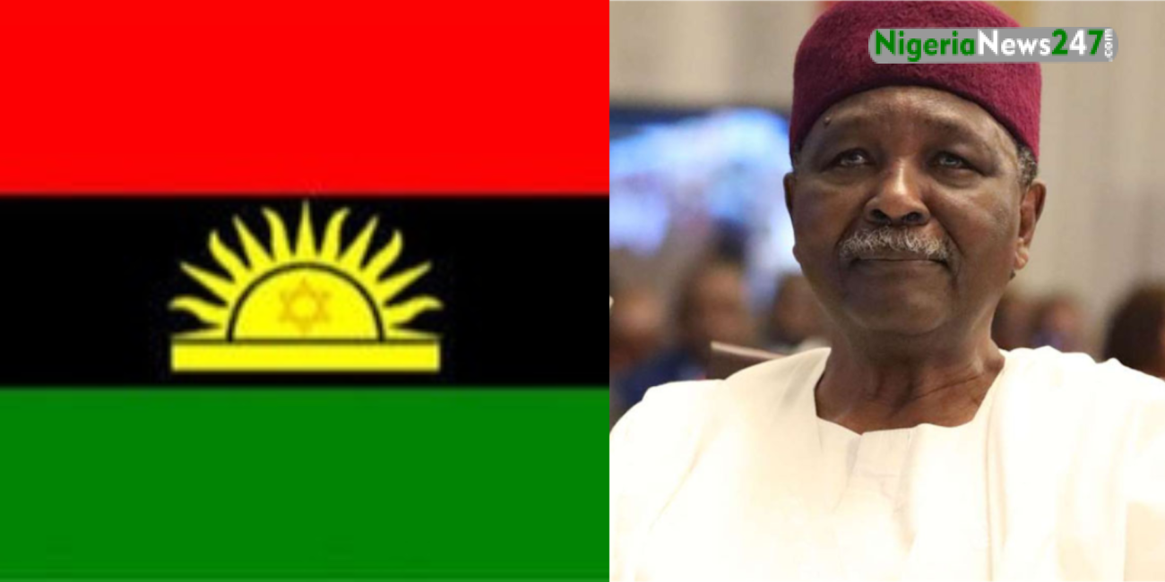 IPOB flag and General Yakubu Gowon