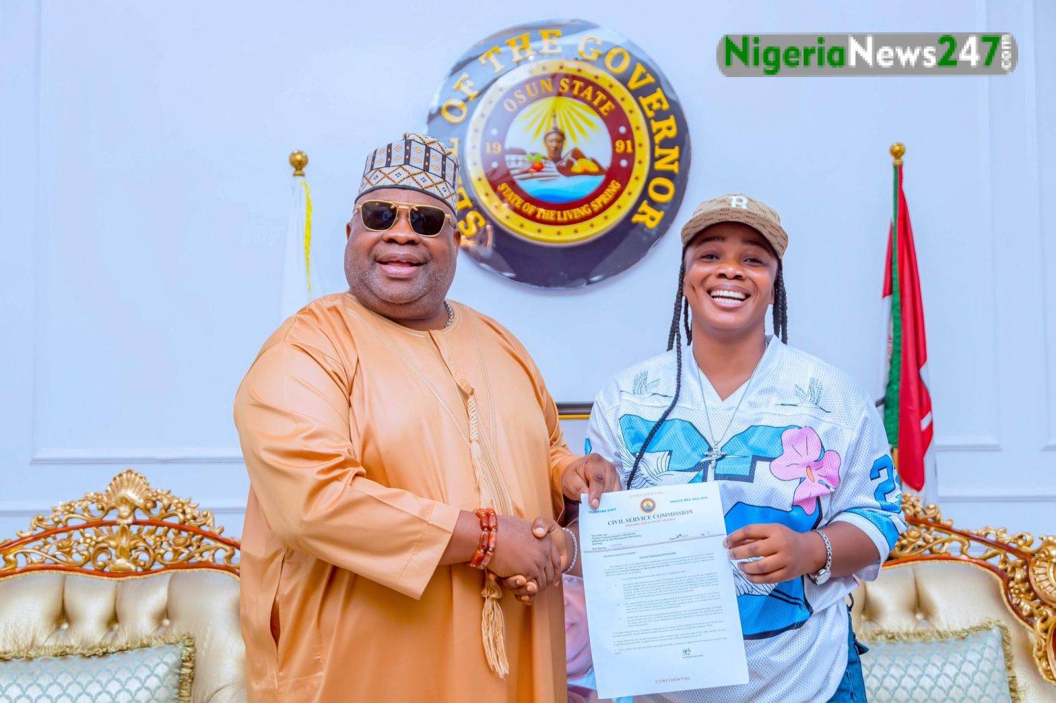 Governor Ademola Adeleke and Oluwatosin Adejumo