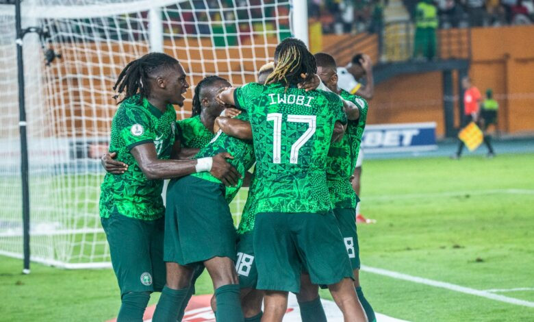 Super Eagles celebrating their goal